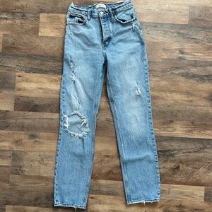 Abercrombie & Fitch Light Blue Distressed Straight Leg Jeans